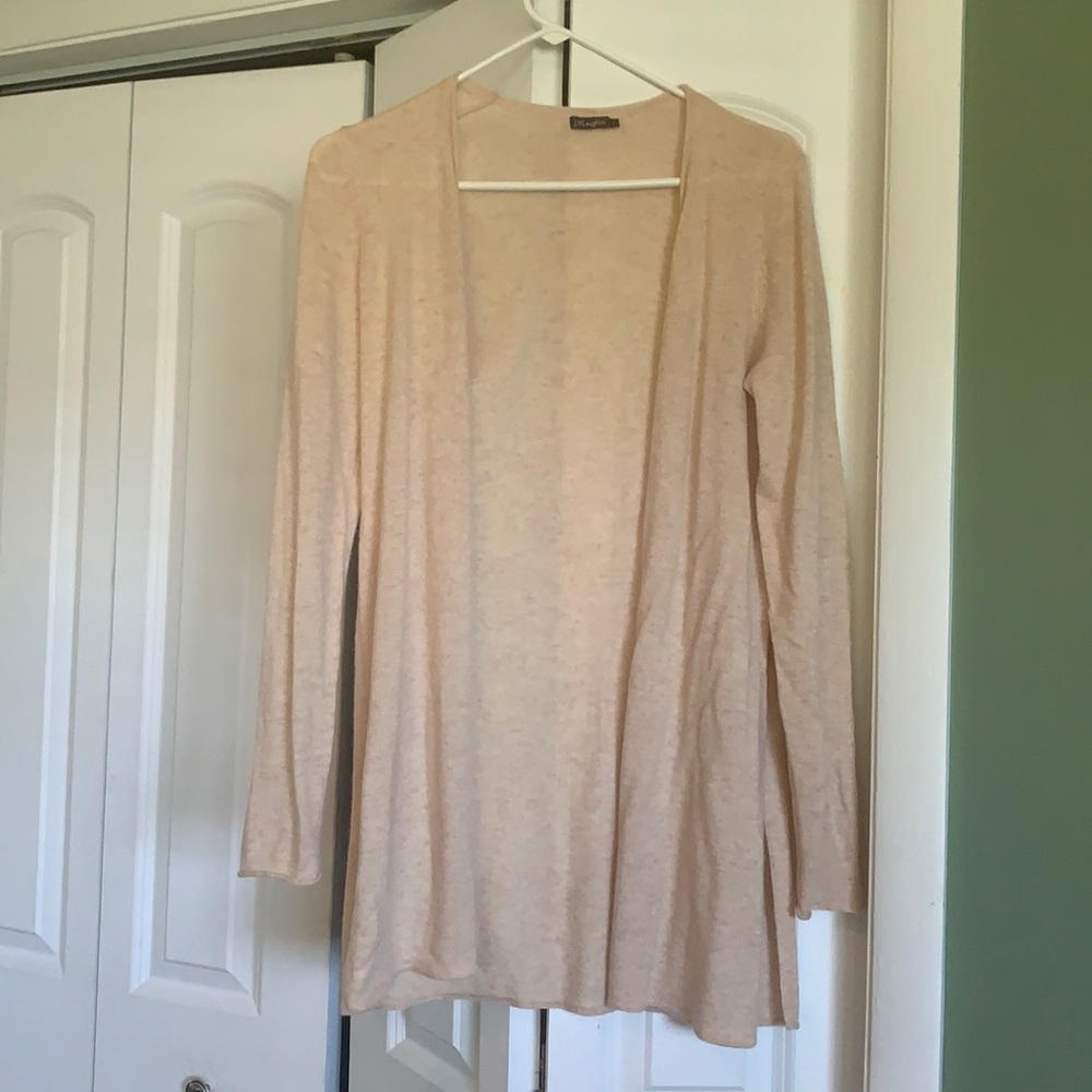 Cashmere light tan open loose cardigan